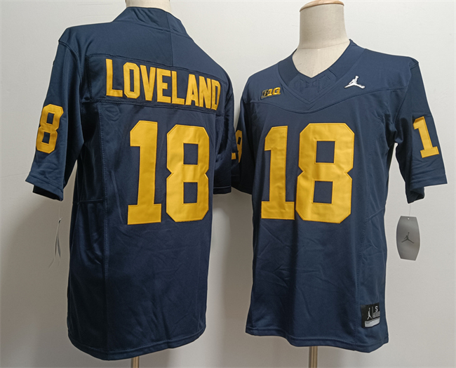 Men's Michigan Wolverines #18 Colston Loveland 2023 F.U.S.E. Navy Stitched Jersey